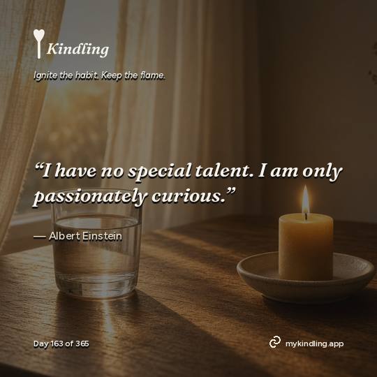 Albert Einstein — Kindling. “I have no special talent. I am only passionately curious.”