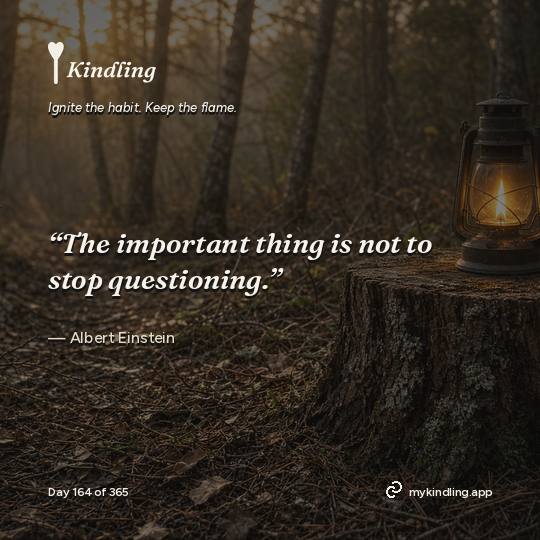 Albert Einstein — Kindling. “The important thing is not to stop questioning.”
