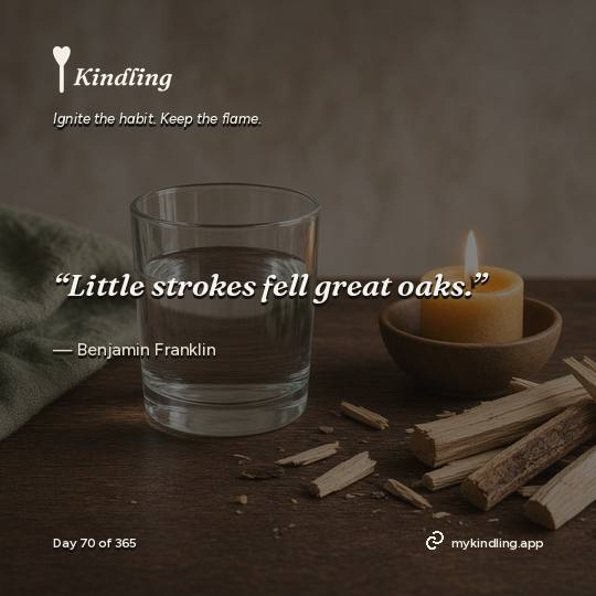 Benjamin Franklin — Kindling. “Little strokes fell great oaks.”