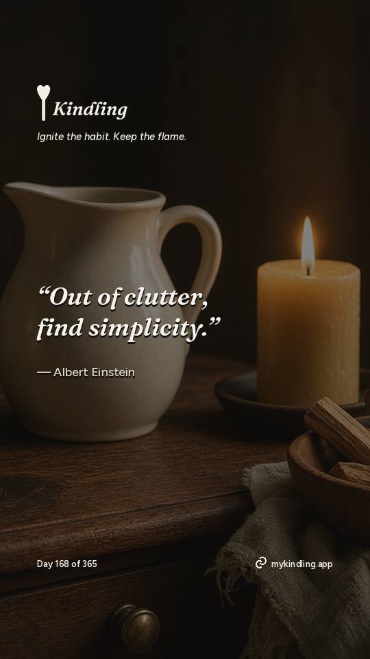 Albert Einstein — Kindling. “Out of clutter, find simplicity.”