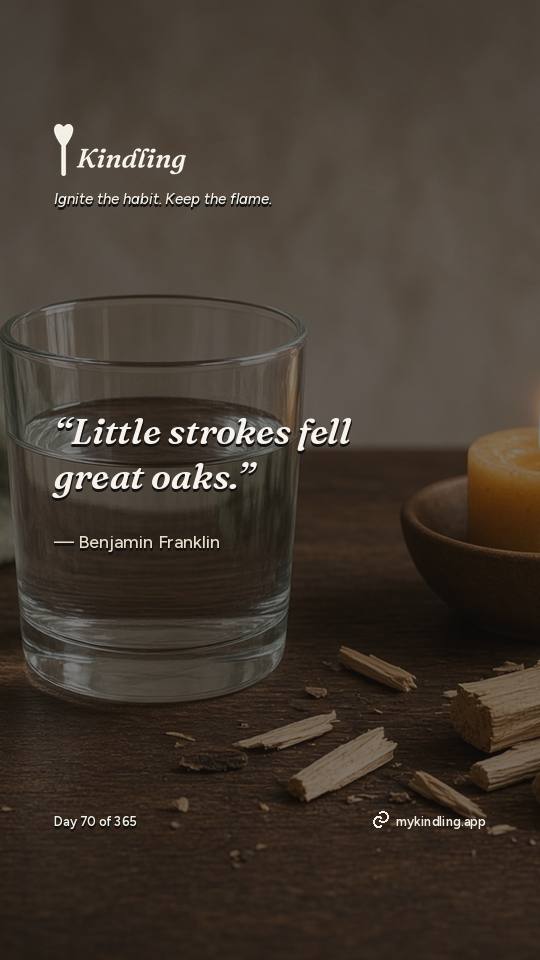 Benjamin Franklin — Kindling. “Little strokes fell great oaks.”