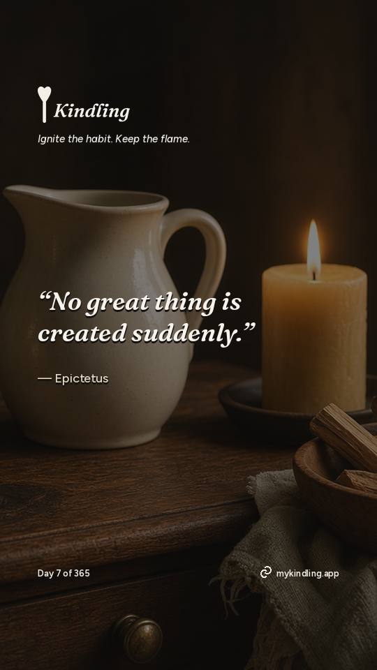 Epictetus — Kindling. “No great thing is created suddenly.”