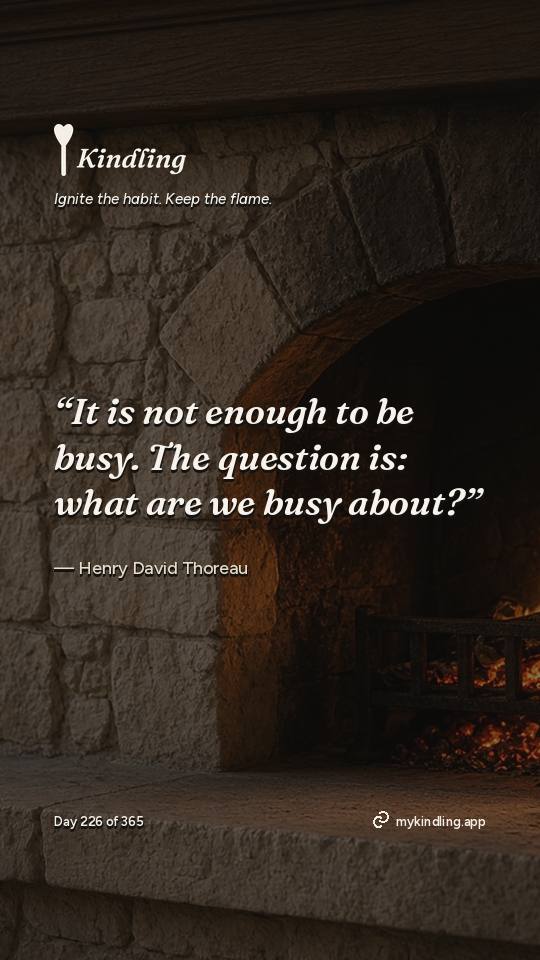 Henry David Thoreau — Kindling. “It is not enough to be busy. The question is: what are we busy about?”