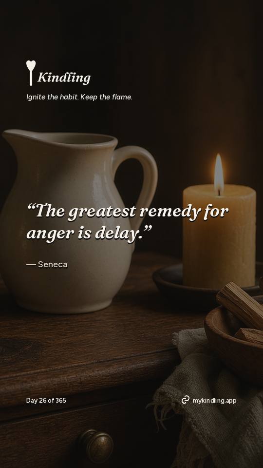 Seneca — Kindling. “The greatest remedy for anger is delay.”