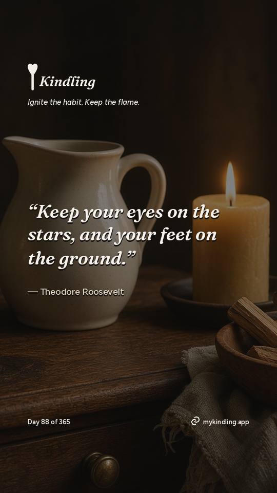 Theodore Roosevelt — Kindling. “Keep your eyes on the stars, and your feet on the ground.”