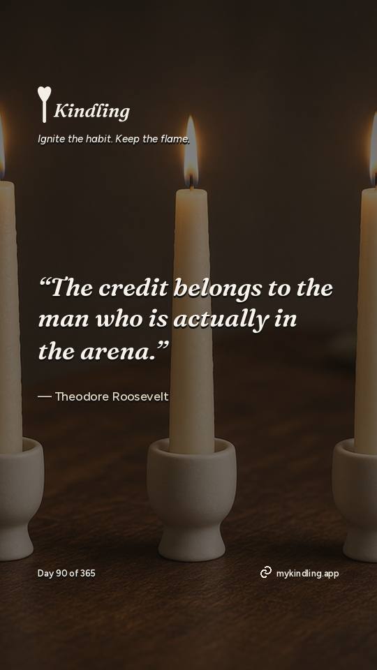 Theodore Roosevelt — Kindling. “The credit belongs to the man who is actually in the arena.”